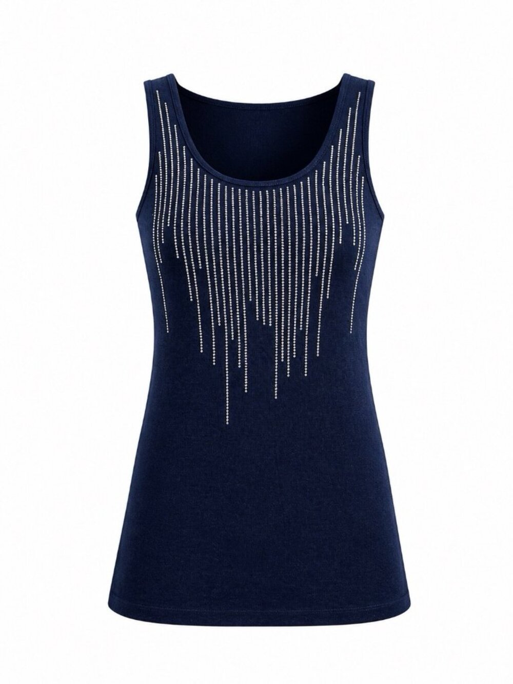 Express Sexy Basics Y2K Navy Blue Crystal Embellished Tank Top Size S